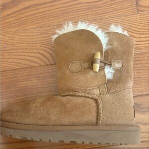 UGG Tan Kids Boots with Fur Trim